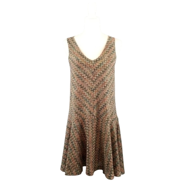Maeve Anthro Westwater brown sleeveless drop waist V neck A-line dress size S - Picture 1 of 9